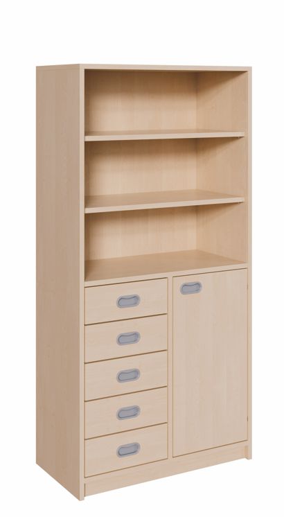 K Kombinationsschrank 160 cm, 5 Schübe/1 Tür re./li./Regal, 2 Breiten